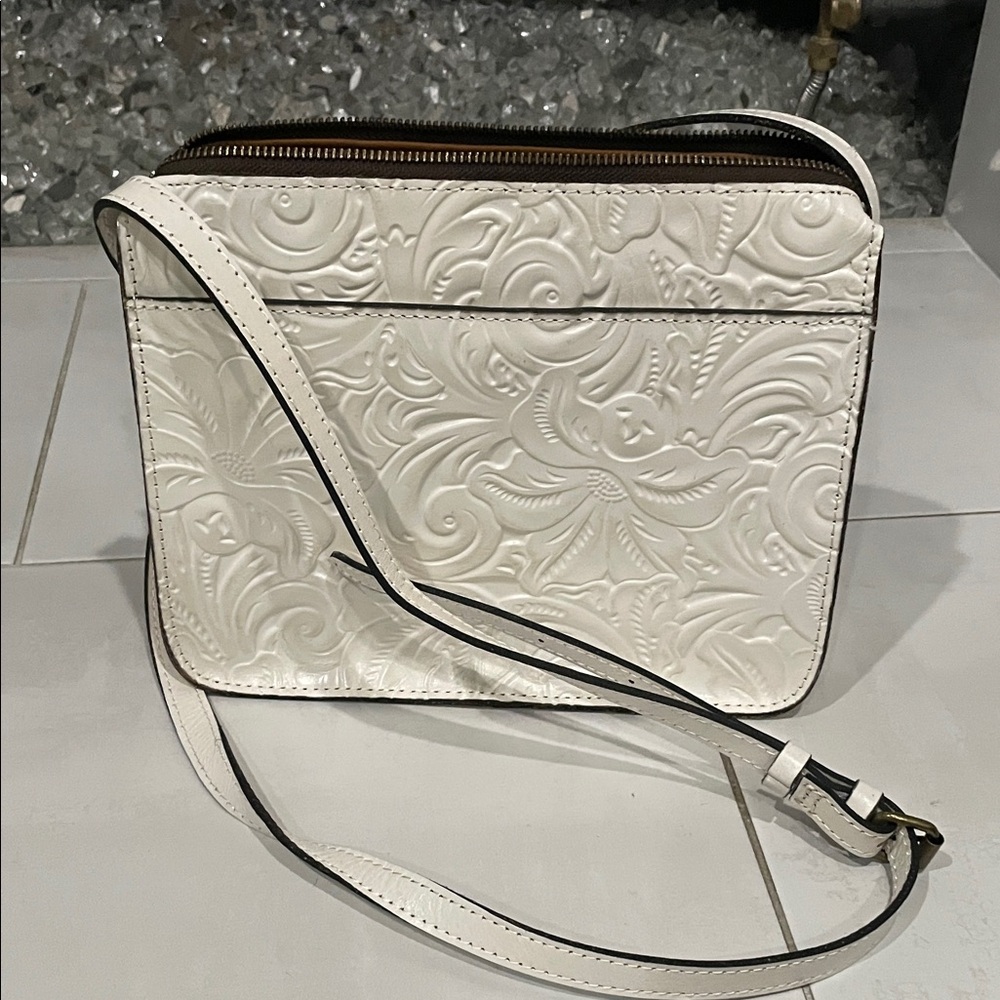 Patricia Nash Cream Embossed Crossbody Bag